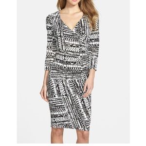 NYDJ Printed Jersey Yasemin Faux Wrap Midi Dress